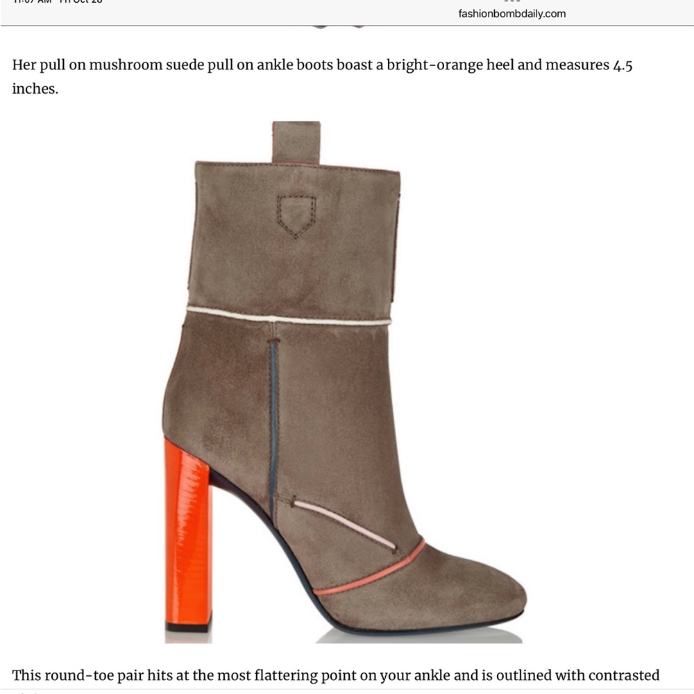 Fendi grey suede boots  orange heel 38